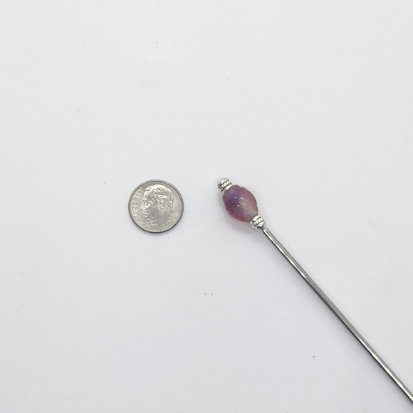 Runeblossoms Stainless Steel Hair Stick, One of a Kind Carved Dyed Jade Hair Pin - Picture 6 of 6